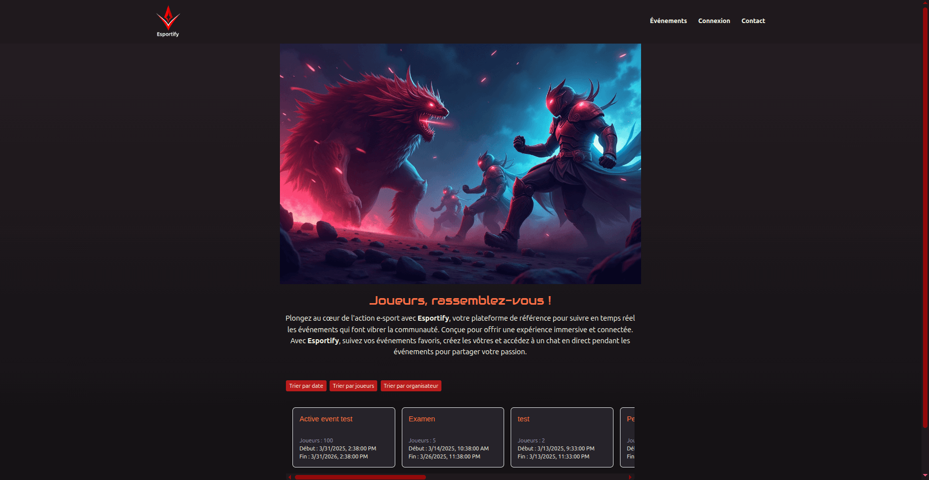 Application e-sport avec chat