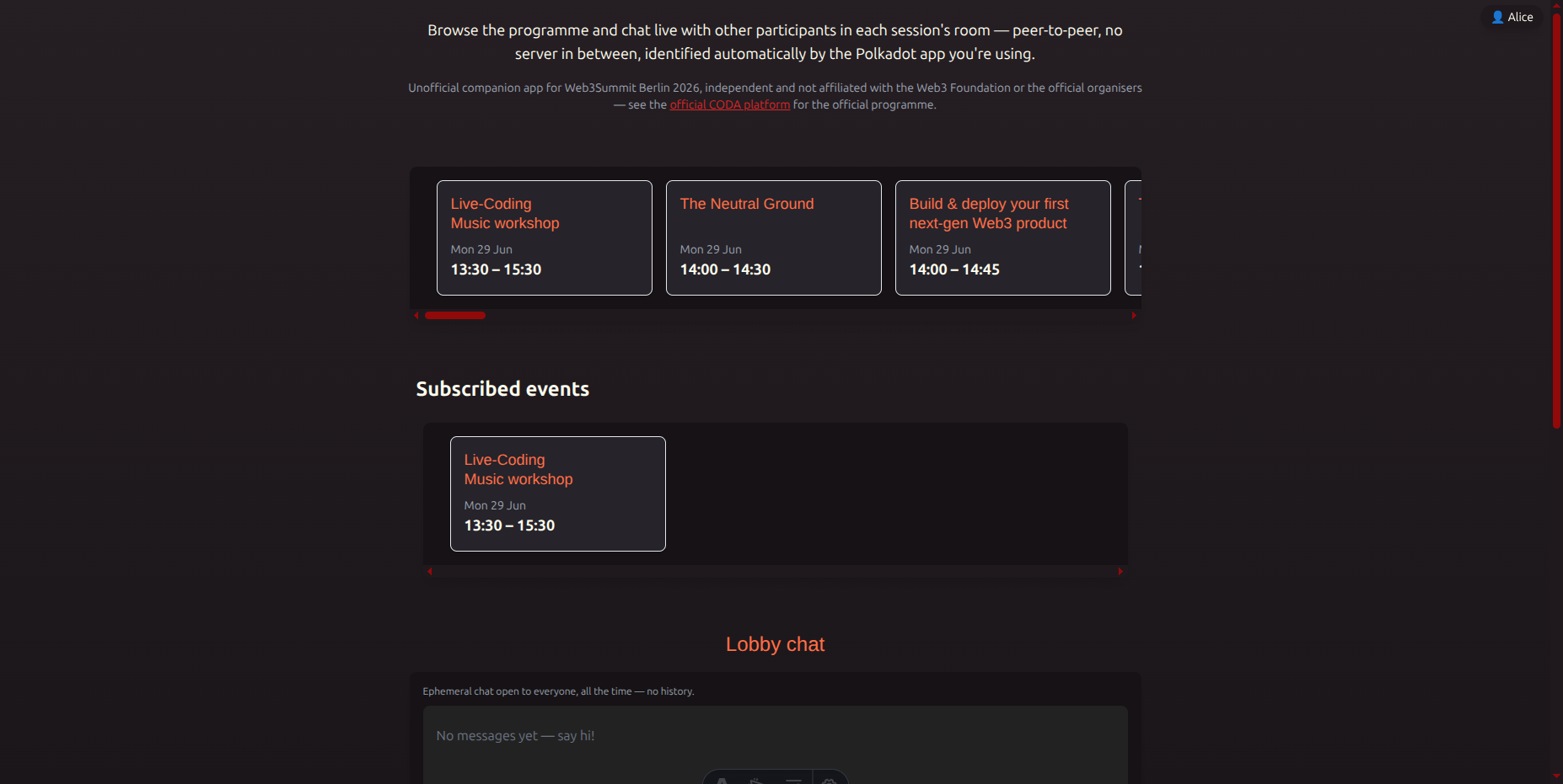 Chat App for the Web3 Summit